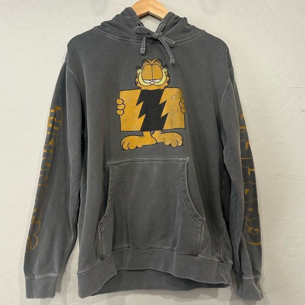 Garfield x The Hundreds Gray Hoodie Size Medium Graphic Streetwear Pullover
